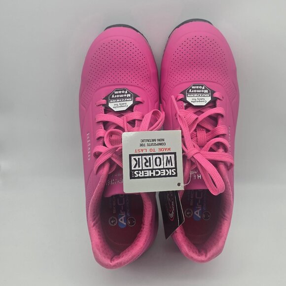 Skechers Deloney Comp Toe Memory Foam Work Sneakers Hot Pink 8 - Picture 3 of 9